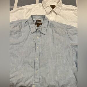 Blue & White Casual Button Down Shirts XXL
